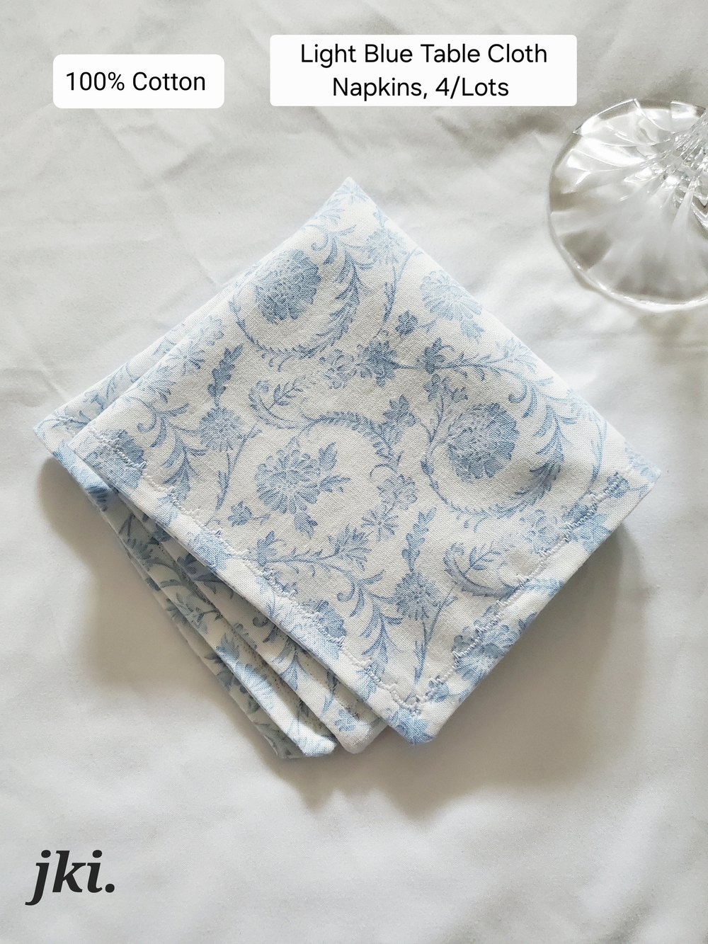 4/Lots Light Blue Scroll Table Cloth Napkins